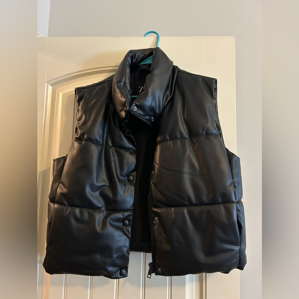 Zara Leather Puffer Vest